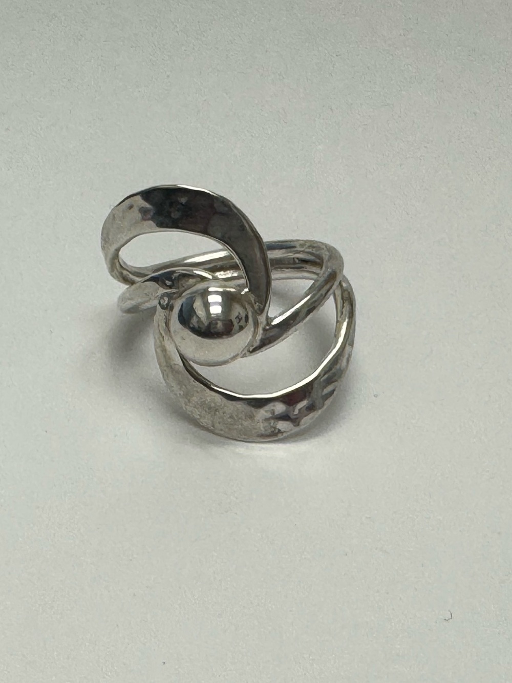 Modern Sterling Silver Sculptural Open Ring - Size 8